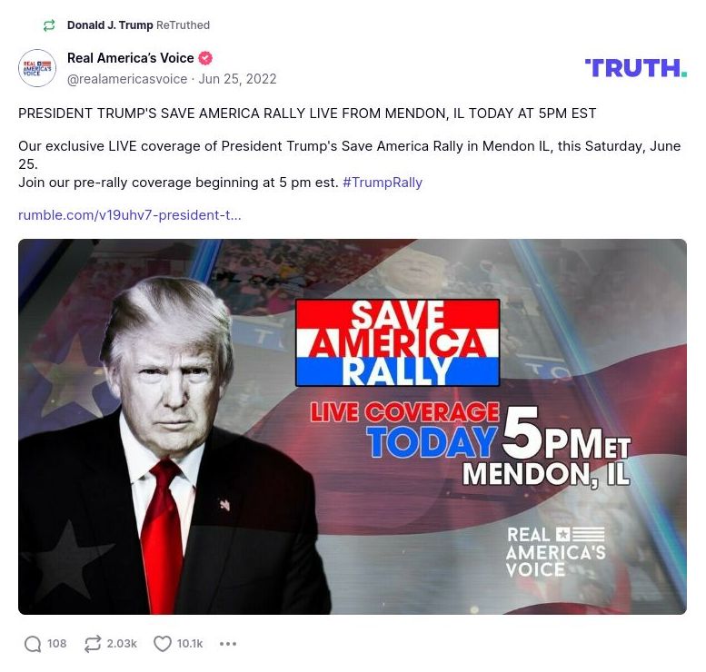 Post image from Donald Trump