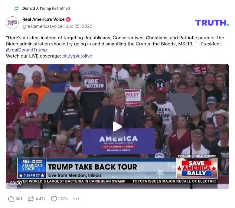 Post preview from Donald Trump