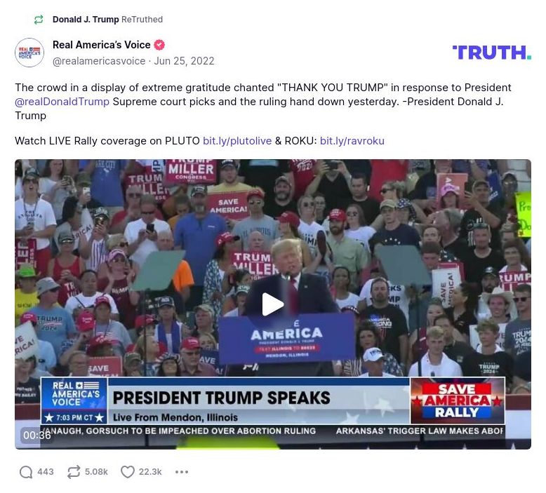 Post image from Donald Trump