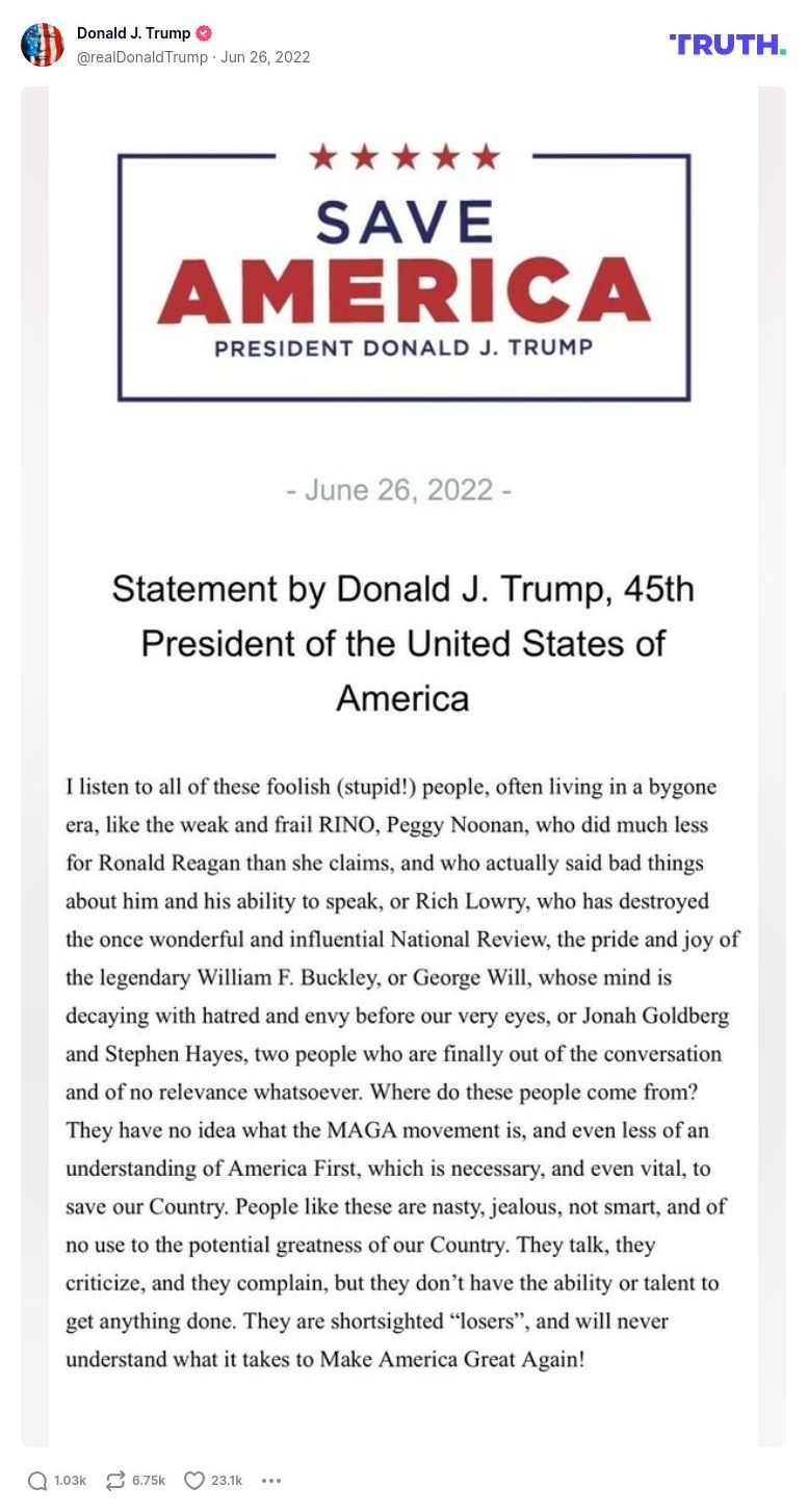 Post image from Donald Trump