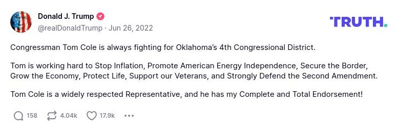 Post preview from Donald Trump