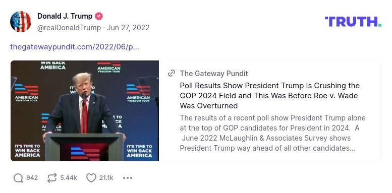 Post image from Donald Trump