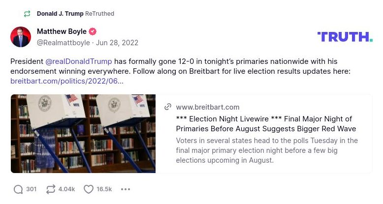 Post image from Donald Trump