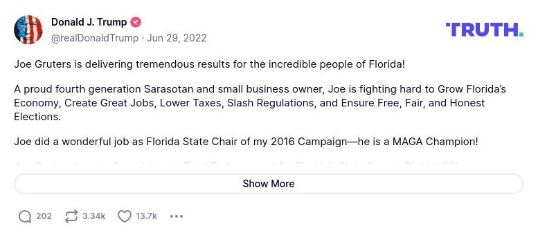 Post image from Donald Trump