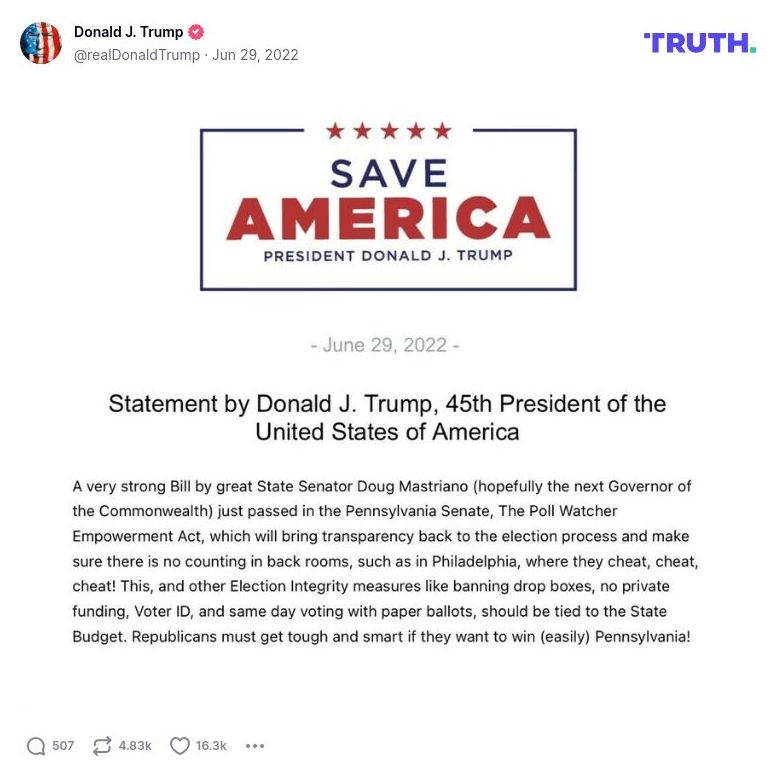 Post image from Donald Trump