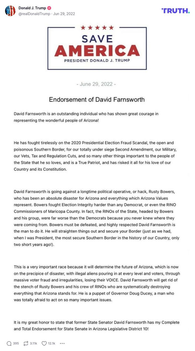 Post image from Donald Trump