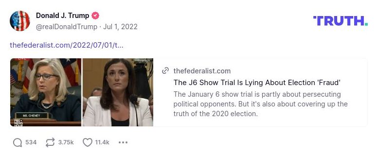 Post image from Donald Trump