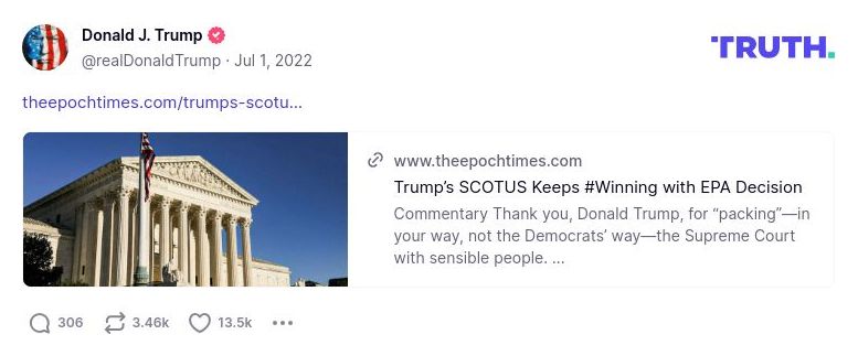 Post image from Donald Trump