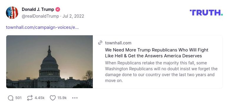 Post image from Donald Trump