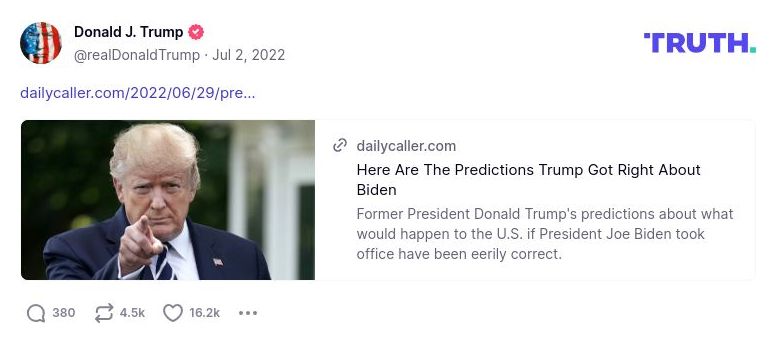 Post image from Donald Trump