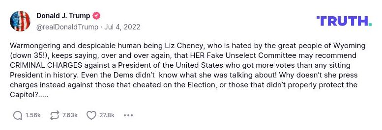 Post image from Donald Trump