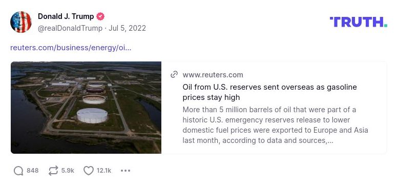 Post image from Donald Trump