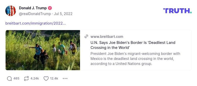 Post preview from Donald Trump