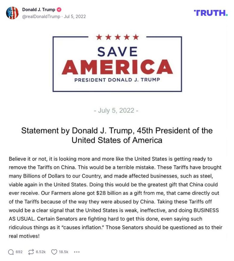 Post image from Donald Trump