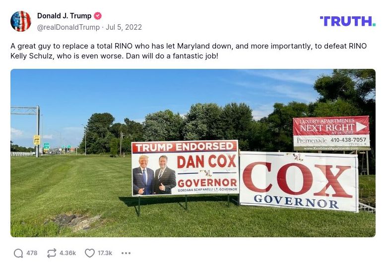 Post image from Donald Trump