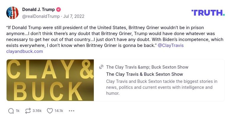 Post image from Donald Trump