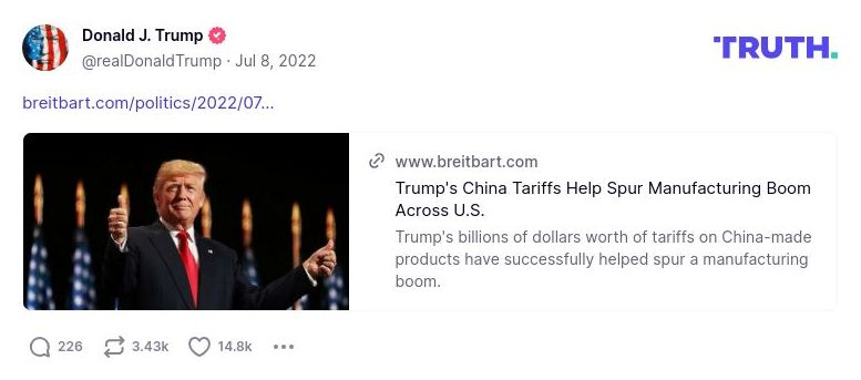 Post preview from Donald Trump