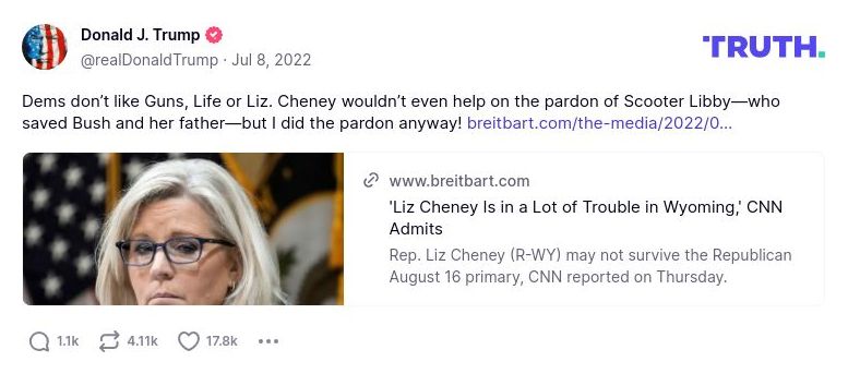 Post preview from Donald Trump