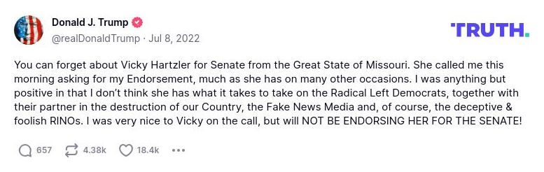 Post image from Donald Trump