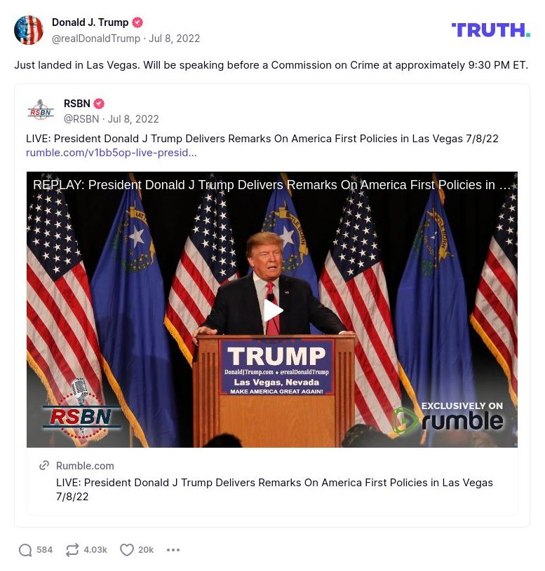 Post image from Donald Trump