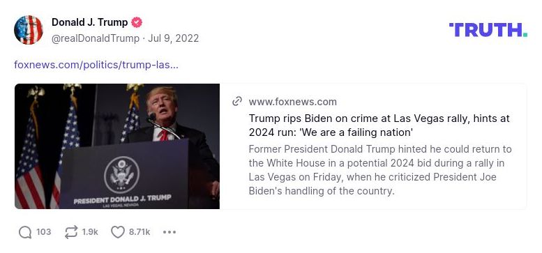 Post image from Donald Trump