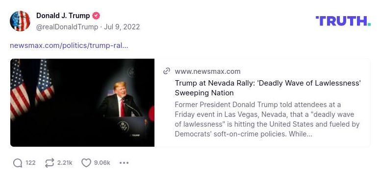 Post image from Donald Trump