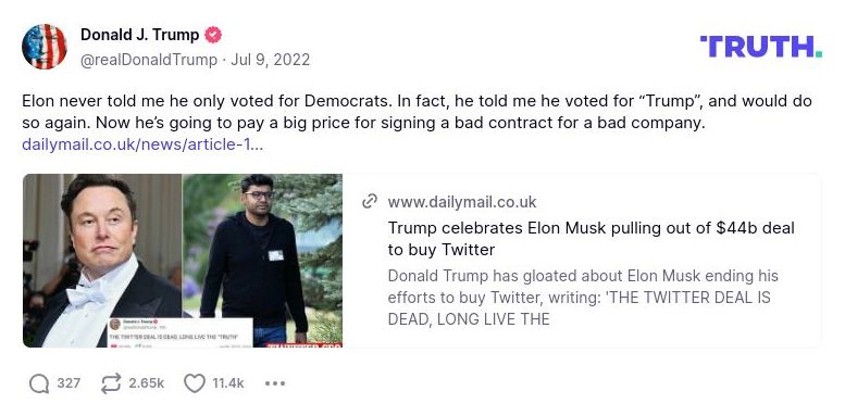 Post preview from Donald Trump