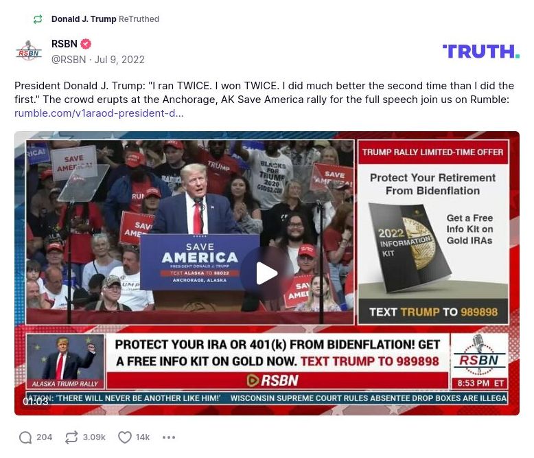 Post image from Donald Trump