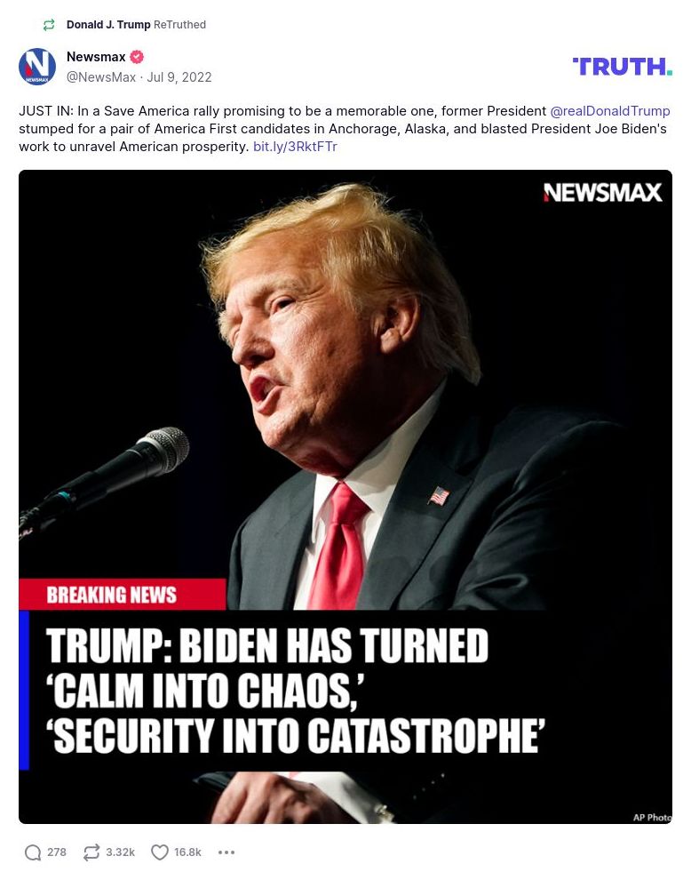 Post image from Donald Trump