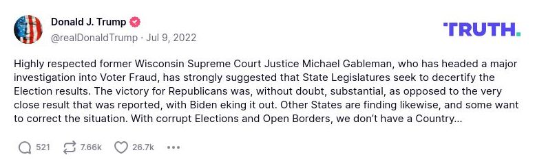 Post image from Donald Trump