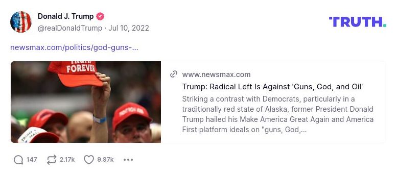 Post image from Donald Trump