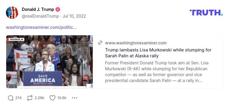 Post image from Donald Trump