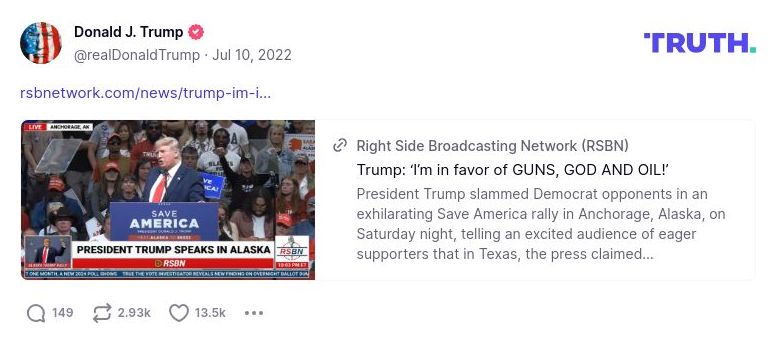 Post image from Donald Trump