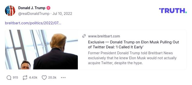 Post preview from Donald Trump