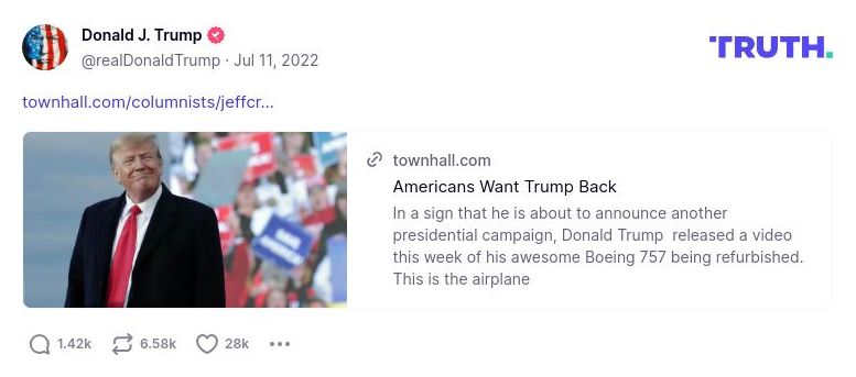 Post image from Donald Trump