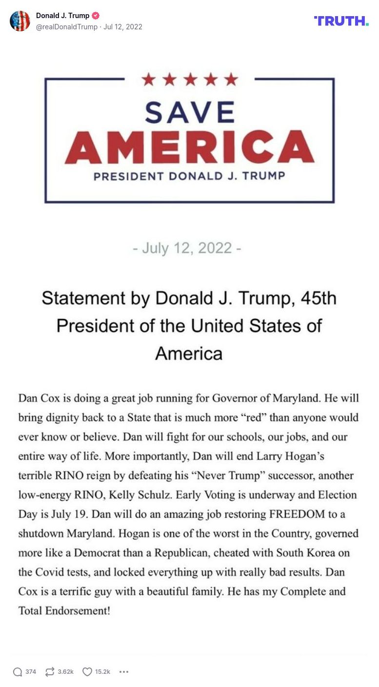 Post image from Donald Trump