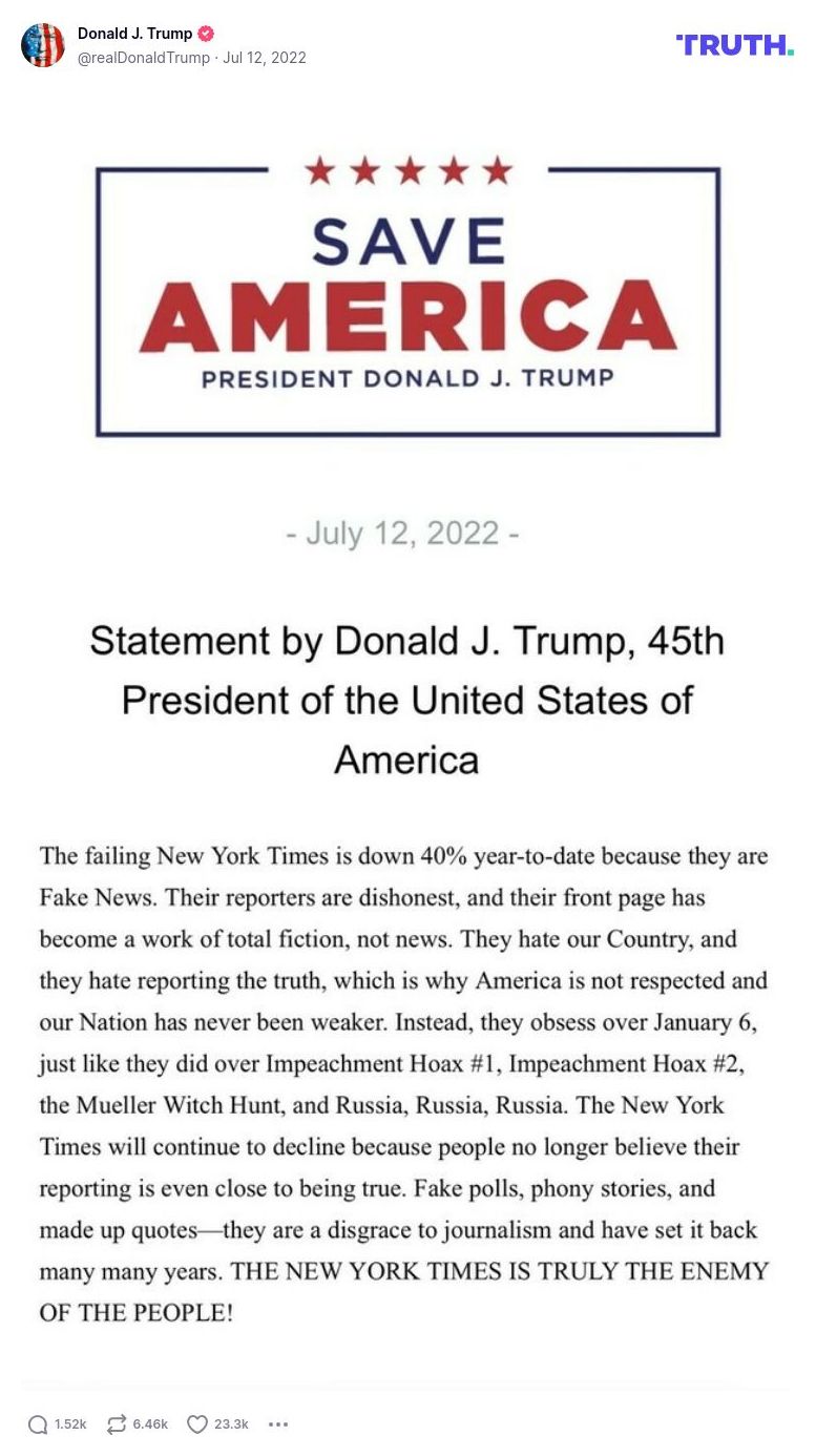 Post image from Donald Trump