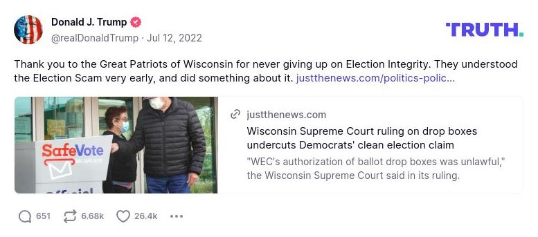 Post image from Donald Trump