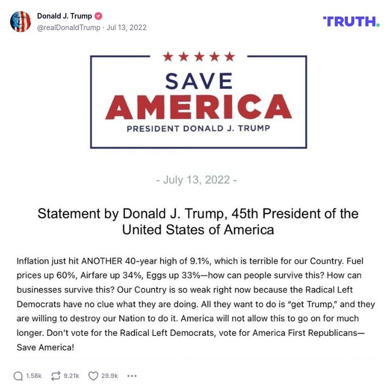 Post image from Donald Trump