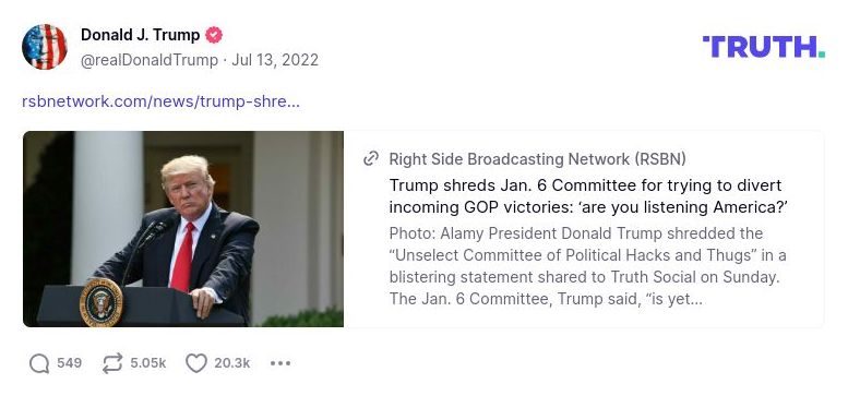 Post image from Donald Trump