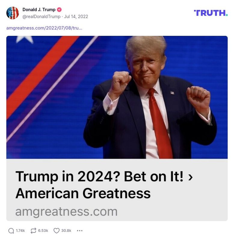 Post image from Donald Trump