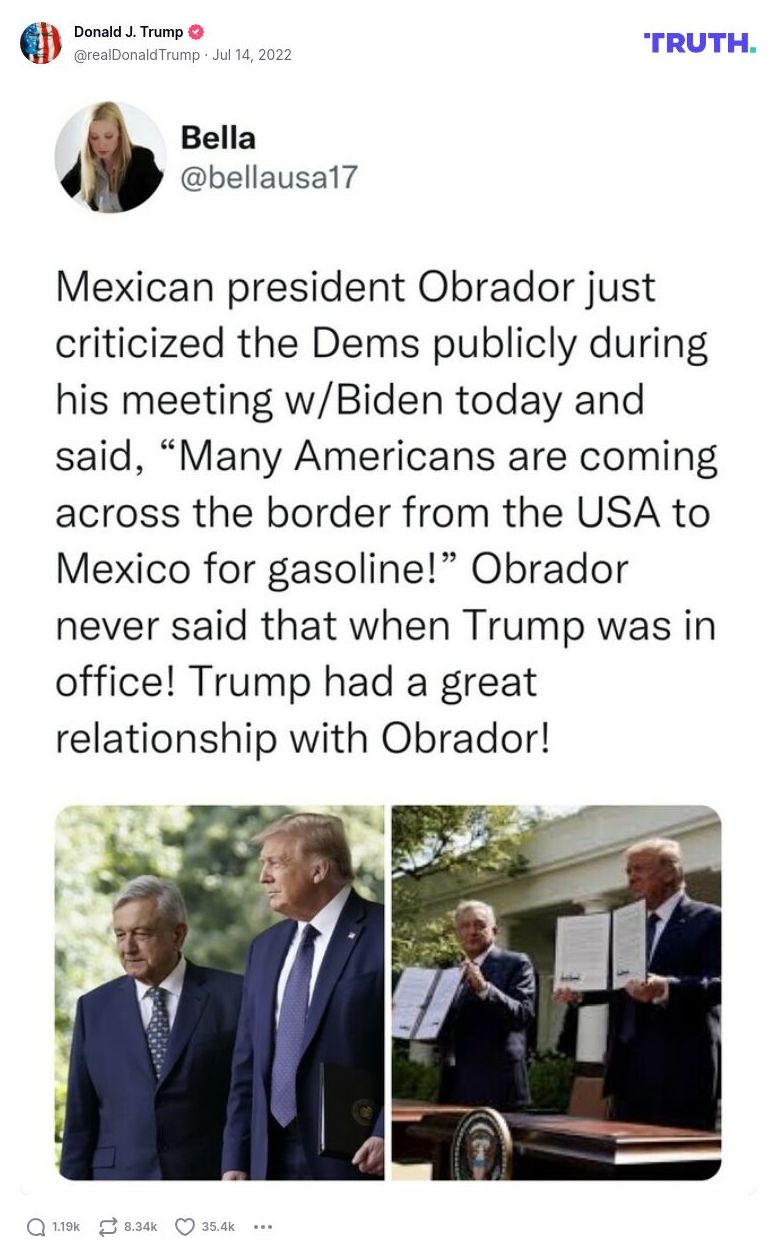 Post image from Donald Trump