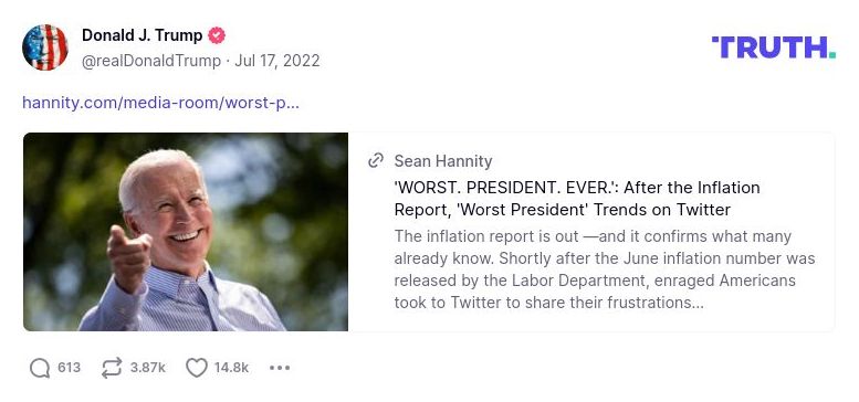 Post preview from Donald Trump