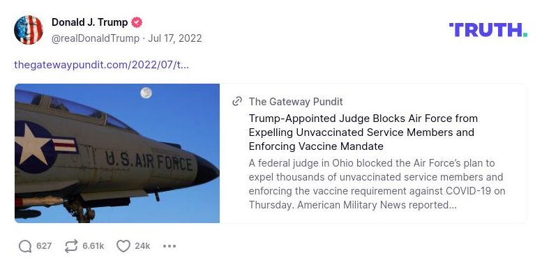 Post image from Donald Trump