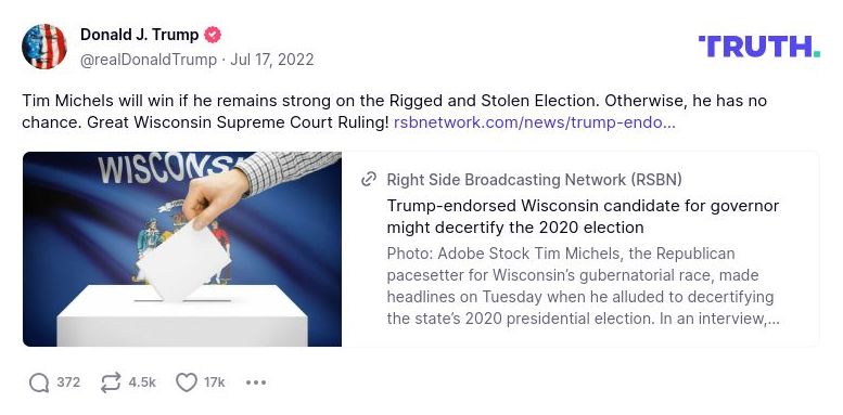 Post image from Donald Trump