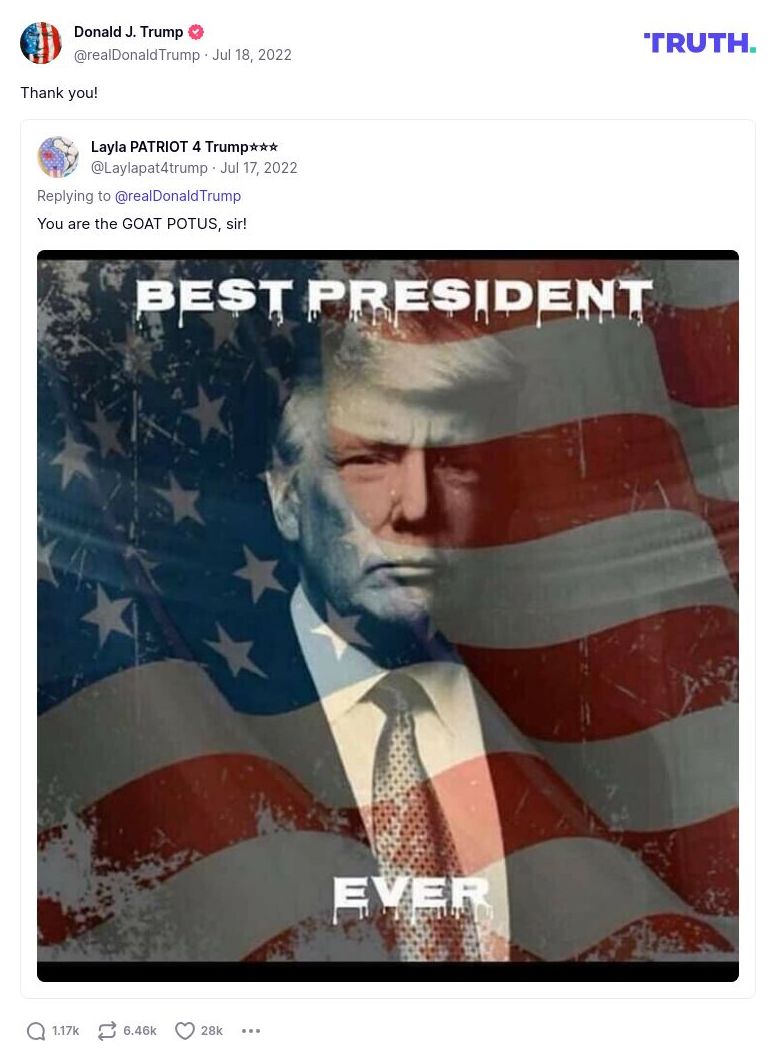 Post image from Donald Trump