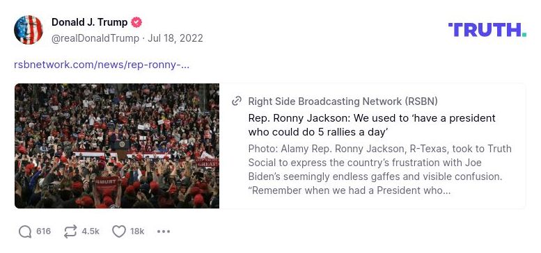 Post image from Donald Trump