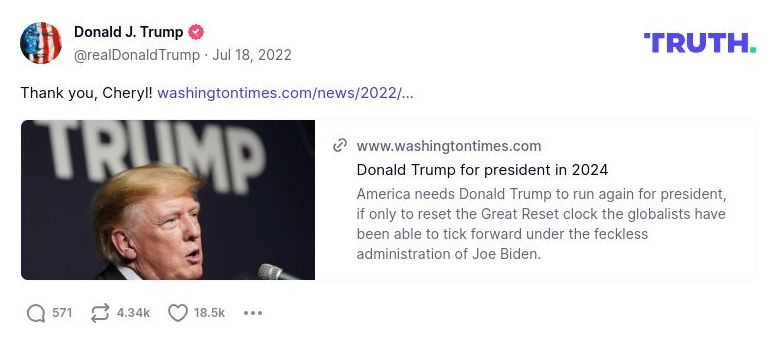 Post image from Donald Trump