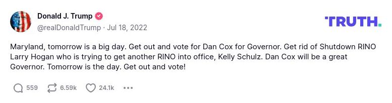 Post image from Donald Trump