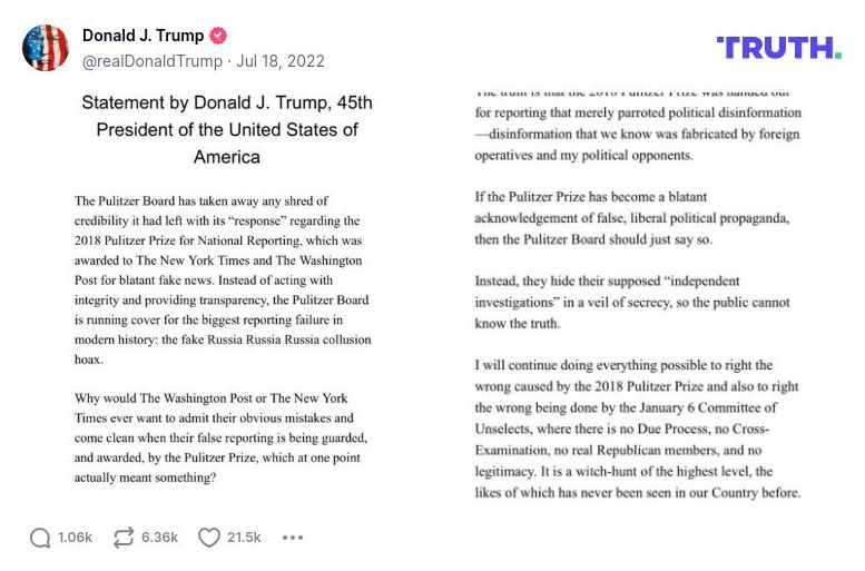 Post image from Donald Trump